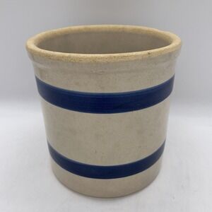 Vintage Crock RRP Co Double Blue Stripe Roseville Ohio Pottery USA Cottagecore